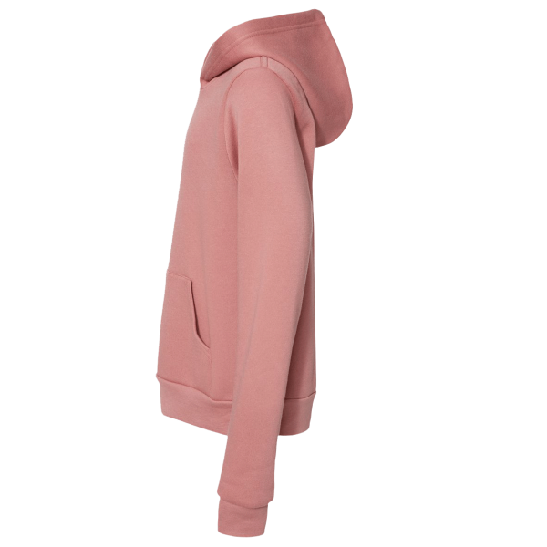 Bella + Canvas Youth Sponge Fleece Hoodie Sweatshirt, Mauve, Left Sleeve view