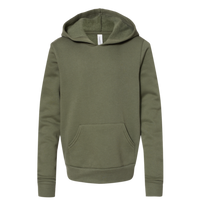 Bella + Canvas Youth Sponge Fleece Hoodie Sweatshirt, Military Green, Front view