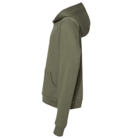 Bella + Canvas Youth Sponge Fleece Hoodie Sweatshirt, Military Green, Left Sleeve view