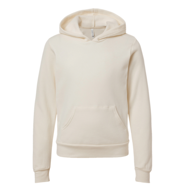 Bella + Canvas Youth Sponge Fleece Hoodie Sweatshirt, Natural, Front view