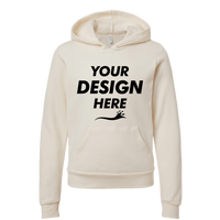 Bella + Canvas Youth Sponge Fleece Hoodie Sweatshirt, Natural, Front view, Mockup