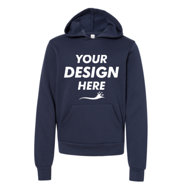Bella + Canvas Youth Sponge Fleece Hoodie Sweatshirt, Navy, Front view, Mockup