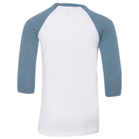 Bella + Canvas Youth Three-Quarter Sleeve Baseball Tee, White / Denim, Back view