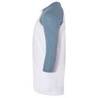 Bella + Canvas Youth Three-Quarter Sleeve Baseball Tee, White / Denim, Left Sleeve view