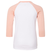 Bella + Canvas Youth Three-Quarter Sleeve Baseball Tee, White / Heather Peach, Back view