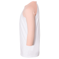 Bella + Canvas Youth Three-Quarter Sleeve Baseball Tee, White / Heather Peach, Left Sleeve view