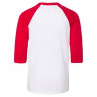 Bella + Canvas Youth Three-Quarter Sleeve Baseball Tee, White / Red, Back view