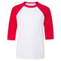Bella + Canvas Youth Three-Quarter Sleeve Baseball Tee, White / Red, Front view