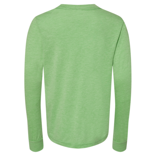 Bella + Canvas Youth Triblend Long Sleeve Tee, Green Triblend, Back view