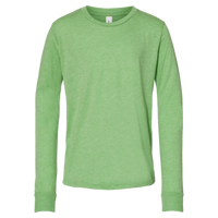 Bella + Canvas Youth Triblend Long Sleeve Tee, Green Triblend, Front view