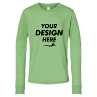 Bella + Canvas Youth Triblend Long Sleeve Tee, Green Triblend, Front view, Mockup