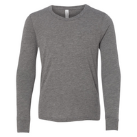 Bella + Canvas Youth Triblend Long Sleeve Tee, Grey Triblend, Front view