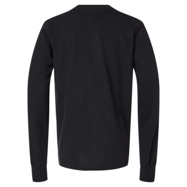 Bella + Canvas Youth Triblend Long Sleeve Tee, Solid Black Triblend, Back view