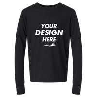 Bella + Canvas Youth Triblend Long Sleeve Tee, Solid Black Triblend, Front view, Mockup