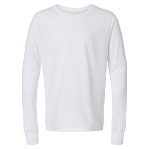 Bella + Canvas Youth Triblend Long Sleeve Tee, Solid White Triblend, Front view