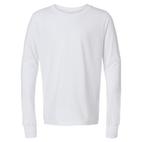 Bella + Canvas Youth Triblend Long Sleeve Tee, Solid White Triblend, Front view