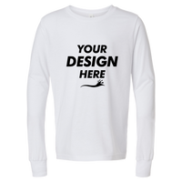 Bella + Canvas Youth Triblend Long Sleeve Tee, Solid White Triblend, Front view, Mockup
