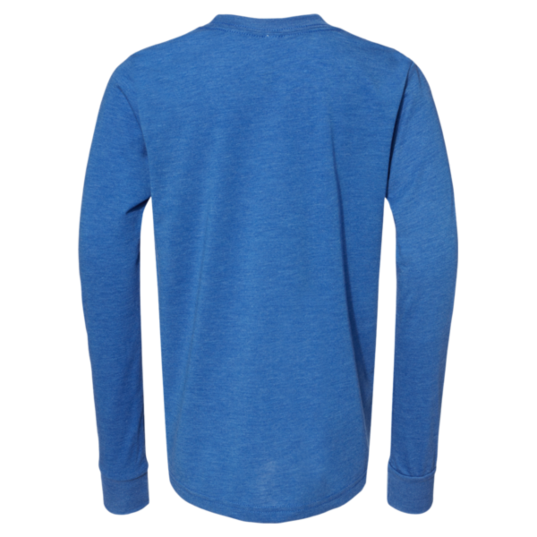 Bella + Canvas Youth Triblend Long Sleeve Tee, True Royal Triblend, Back view