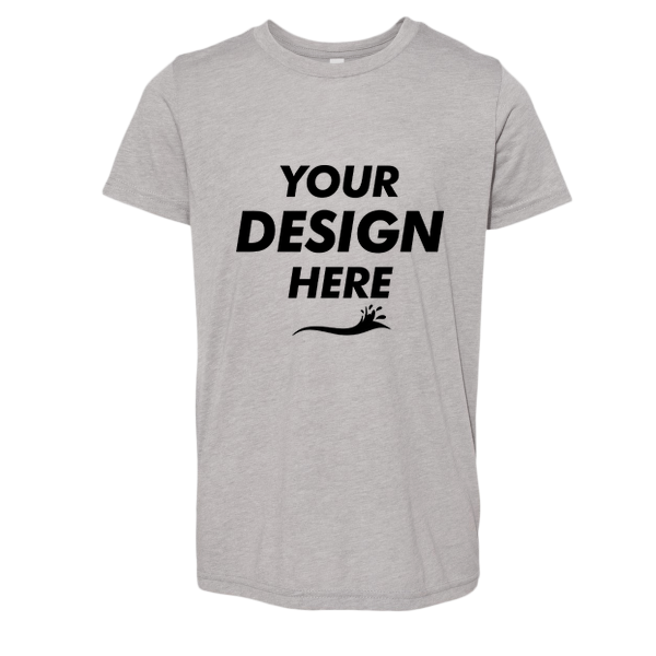Bella + Canvas Youth Triblend Tee, Athletic Grey Triblend, Front view, Mockup
