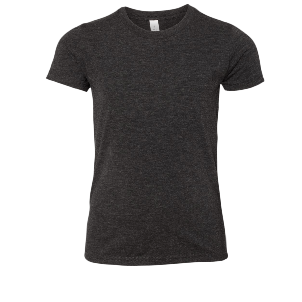 Bella + Canvas Youth Triblend Tee, Charcoal Black Triblend, Front view