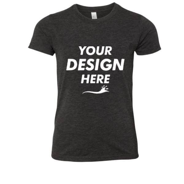 Bella + Canvas Youth Triblend Tee, Charcoal Black Triblend, Front view, Mockup