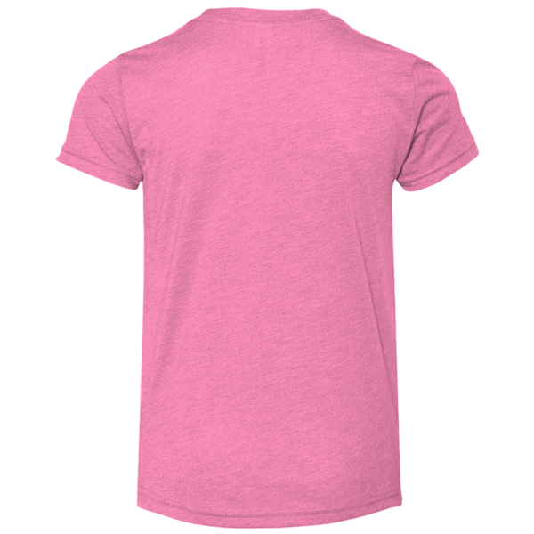 Bella + Canvas Youth Triblend Tee, Charity Pink Triblend, Back view