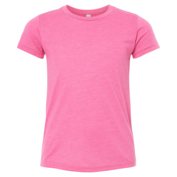 Bella + Canvas Youth Triblend Tee, Charity Pink Triblend, Front view