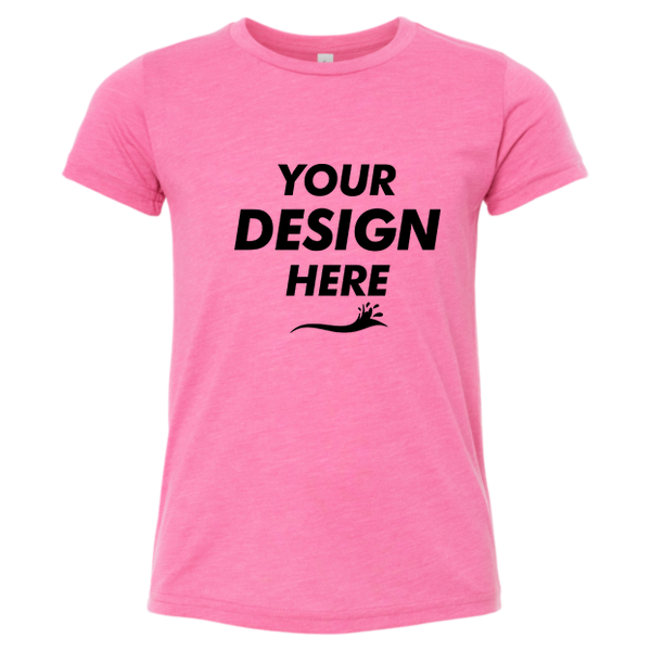 Bella + Canvas Youth Triblend Tee, Charity Pink Triblend, Front view, Mockup