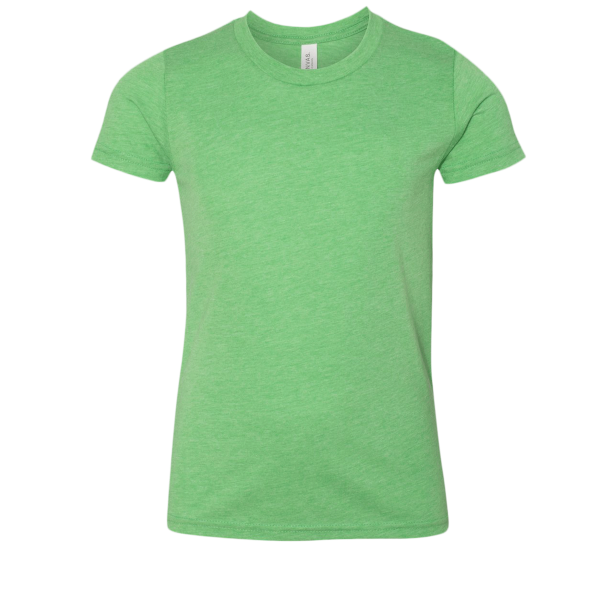 Bella + Canvas Youth Triblend Tee, Green Triblend, Front view