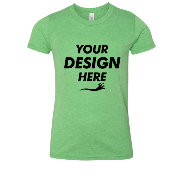 Bella + Canvas Youth Triblend Tee, Green Triblend, Front view, Mockup