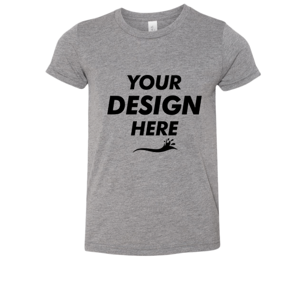 Bella + Canvas Youth Triblend Tee, Grey Triblend, Front view, Mockup