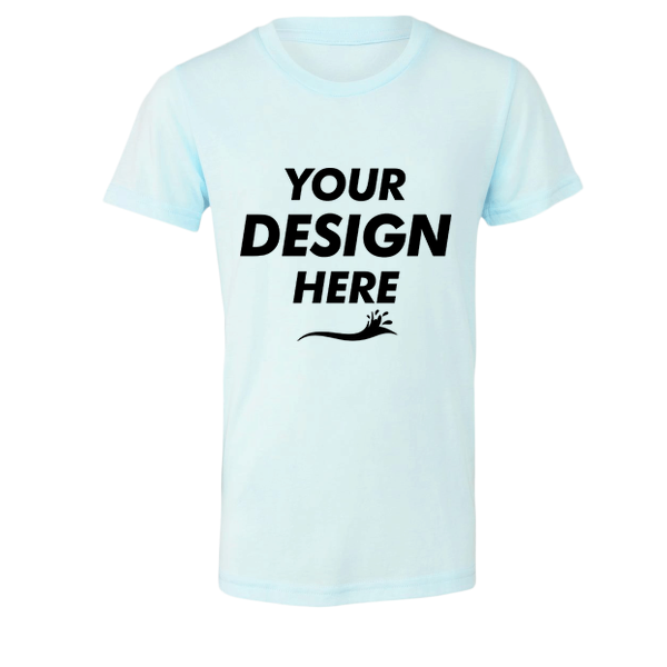 Bella + Canvas Youth Triblend Tee, Ice Blue Triblend, Front view, Mockup