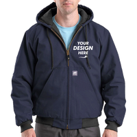 Berne Apparel Men's Berne Heritage Hooded Jacket, Navy, Front view, Mockup