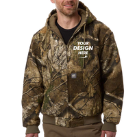 Berne Apparel Men's Berne Heritage Hooded Jacket, Realtree Apx, Front view, Mockup