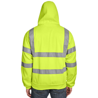 Berne Apparel Men's Berne Hi-Vis Class 3 Lined Hooded Sweatshirt, Yellow, Back view