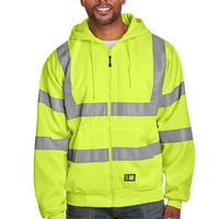 Berne Apparel Men's Berne Hi-Vis Class 3 Lined Hooded Sweatshirt, Yellow, Front view