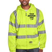 Berne Apparel Men's Berne Hi-Vis Class 3 Lined Hooded Sweatshirt, Yellow, Front view, Mockup