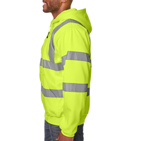 Berne Apparel Men's Berne Hi-Vis Class 3 Lined Hooded Sweatshirt, Yellow, Left Sleeve view