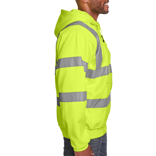 Berne Apparel Men's Berne Hi-Vis Class 3 Lined Hooded Sweatshirt, Yellow, Right Sleeve view