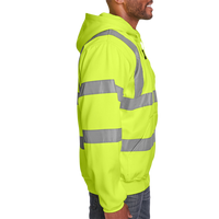 Berne Apparel Men's Berne Hi-Vis Class 3 Lined Hooded Sweatshirt, Yellow, Right Sleeve view
