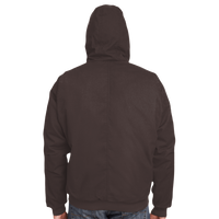 Berne Apparel Men's Heartland Washed Cotton Duck Hooded Jacket, Bark, Back view