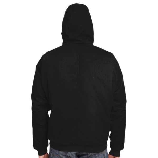 Berne Apparel Men's Heartland Washed Cotton Duck Hooded Jacket, Black, Back view