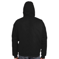 Berne Apparel Men's Heartland Washed Cotton Duck Hooded Jacket, Black, Back view