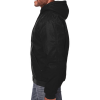 Berne Apparel Men's Heartland Washed Cotton Duck Hooded Jacket, Black, Left Sleeve view