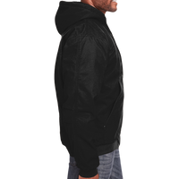 Berne Apparel Men's Heartland Washed Cotton Duck Hooded Jacket, Black, Right Sleeve view