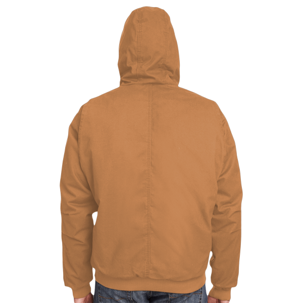 Berne Apparel Men's Heartland Washed Cotton Duck Hooded Jacket, Brown Duck, Back view