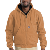 Berne Apparel Men's Heartland Washed Cotton Duck Hooded Jacket, Brown Duck, Front view