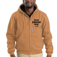 Berne Apparel Men's Heartland Washed Cotton Duck Hooded Jacket, Brown Duck, Front view, Mockup