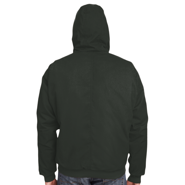 Berne Apparel Men's Heartland Washed Cotton Duck Hooded Jacket, Moss, Back view