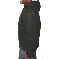 Berne Apparel Men's Heartland Washed Cotton Duck Hooded Jacket, Moss, Left Sleeve view